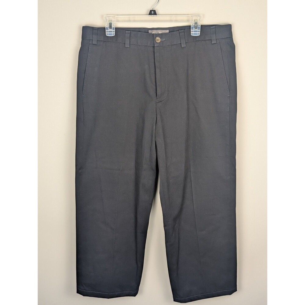 Eddie Bauer Mens Dress Pants 36x30 Navy Blue Casual Cotton Chino Workwear Office